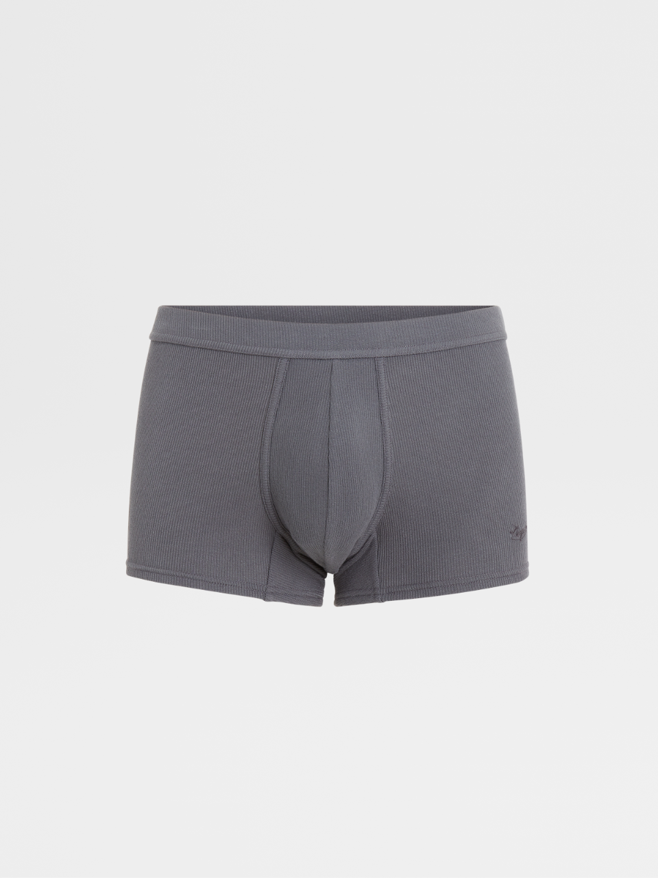 Dark Grey Ribbed Stretch Modal and Cashmere Trunks